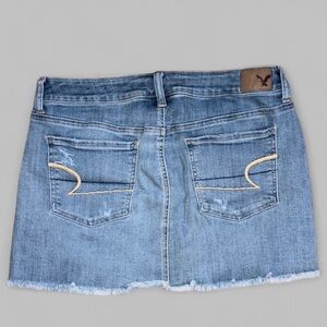 American Eagle Denim Jean Mini Skirt Distressed 5 Pocket Women’s Sz 14